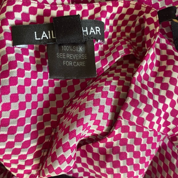 LAILA AZHAR Geometric Print Silk Tank Top Size 0 - Picture 6 of 6